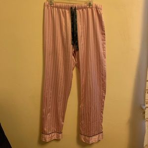 Victoria’s Secret- Satin Pink Striped Pajama Pants